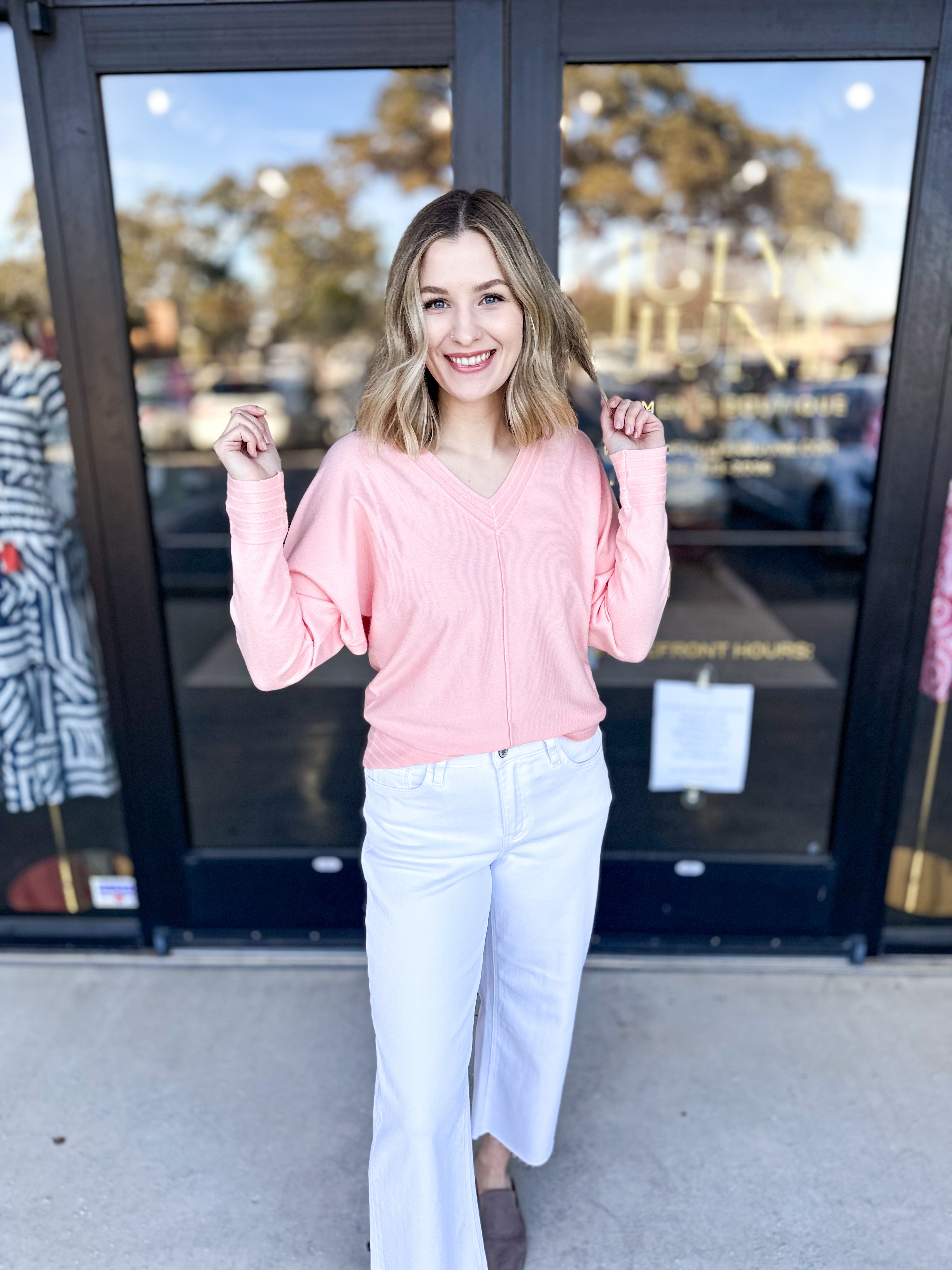 Shawn Comfy Top - Light Peach-210 Casual Blouses-ALLIE ROSE-July & June Women's Fashion Boutique Located in San Antonio, Texas