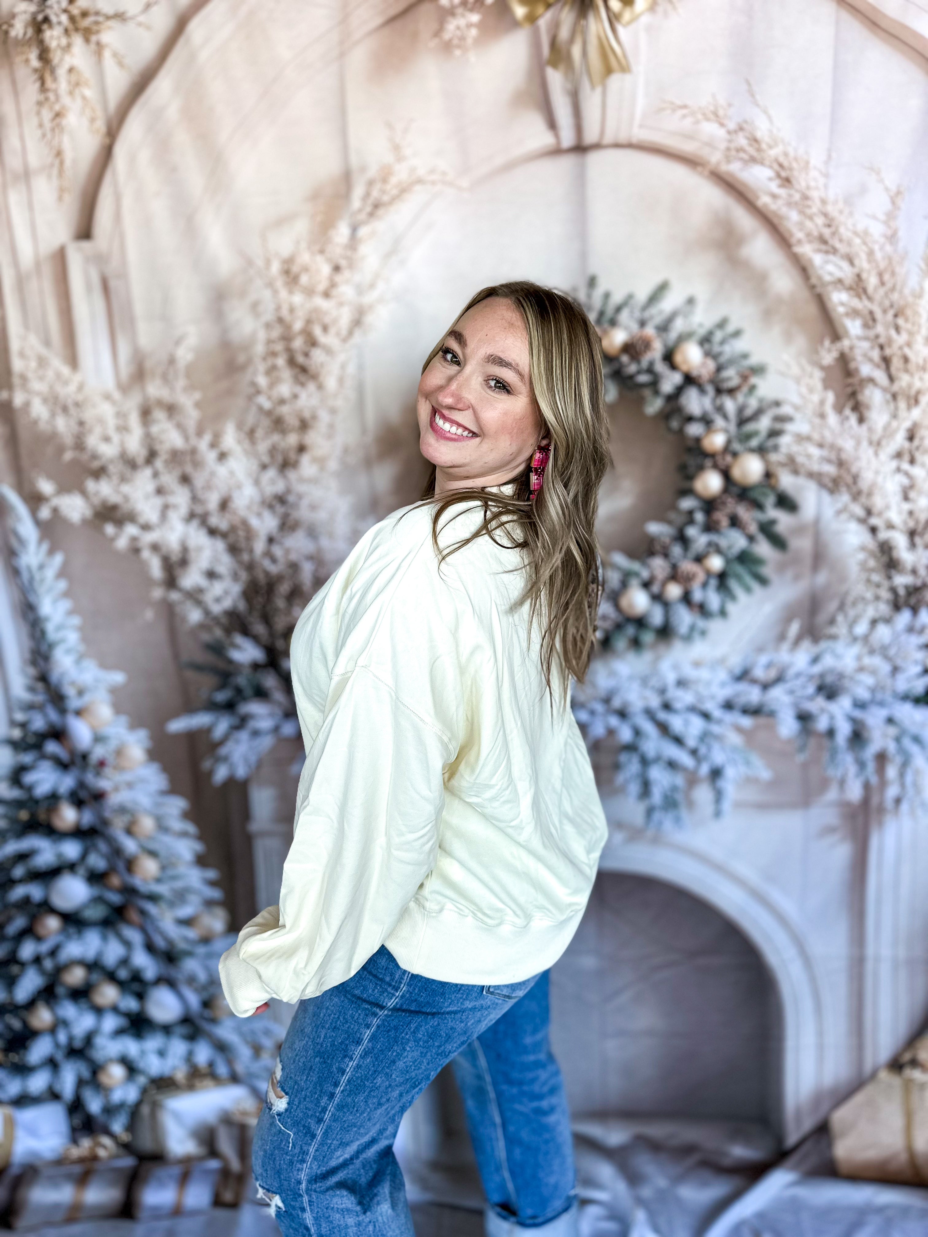 Let It Snow Pullover Top-210 Casual Blouses-FANTASTIC FAWN-July & June Women's Fashion Boutique Located in San Antonio, Texas