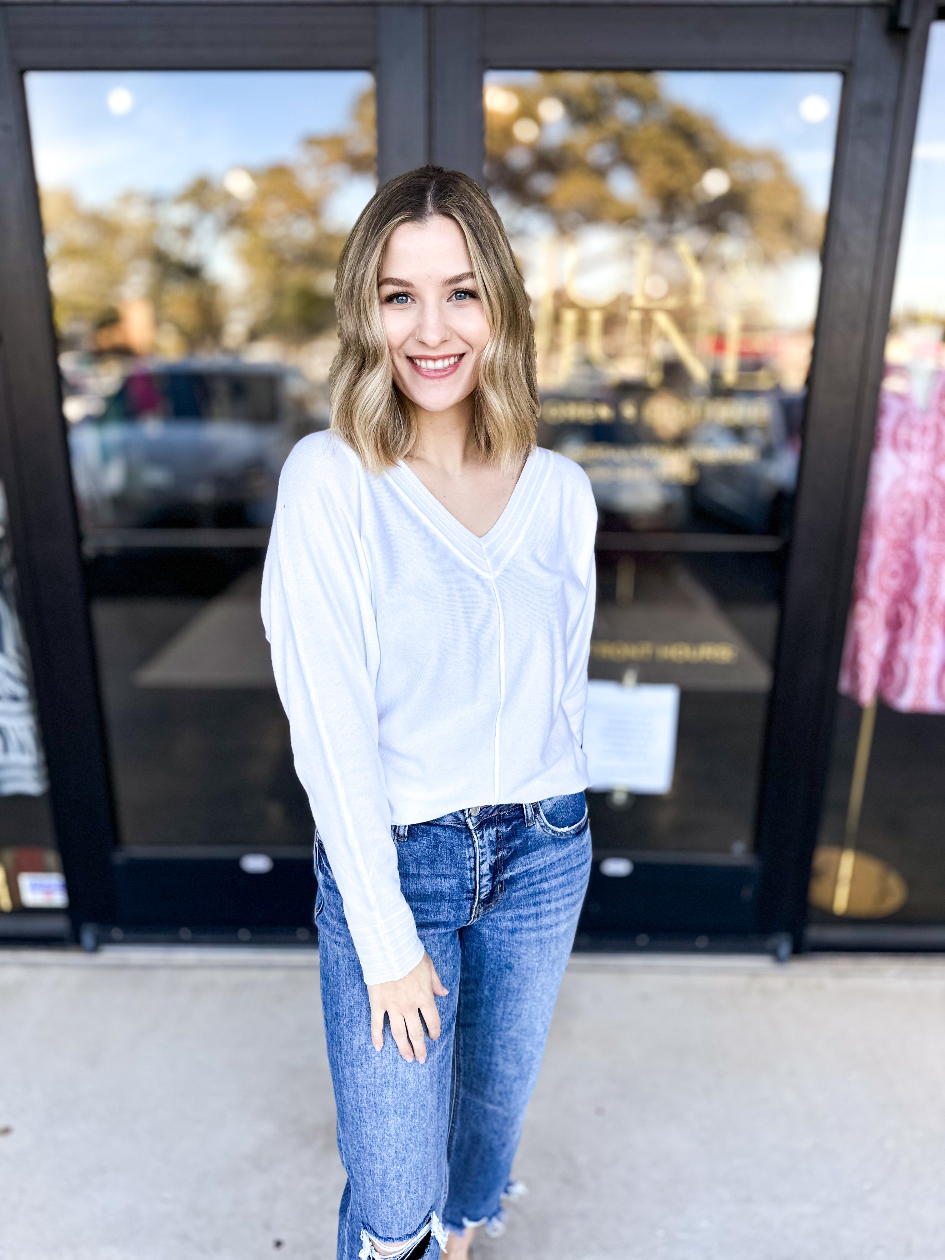 Shawn Comfy Top - Ivory-210 Casual Blouses-ALLIE ROSE-July & June Women's Fashion Boutique Located in San Antonio, Texas