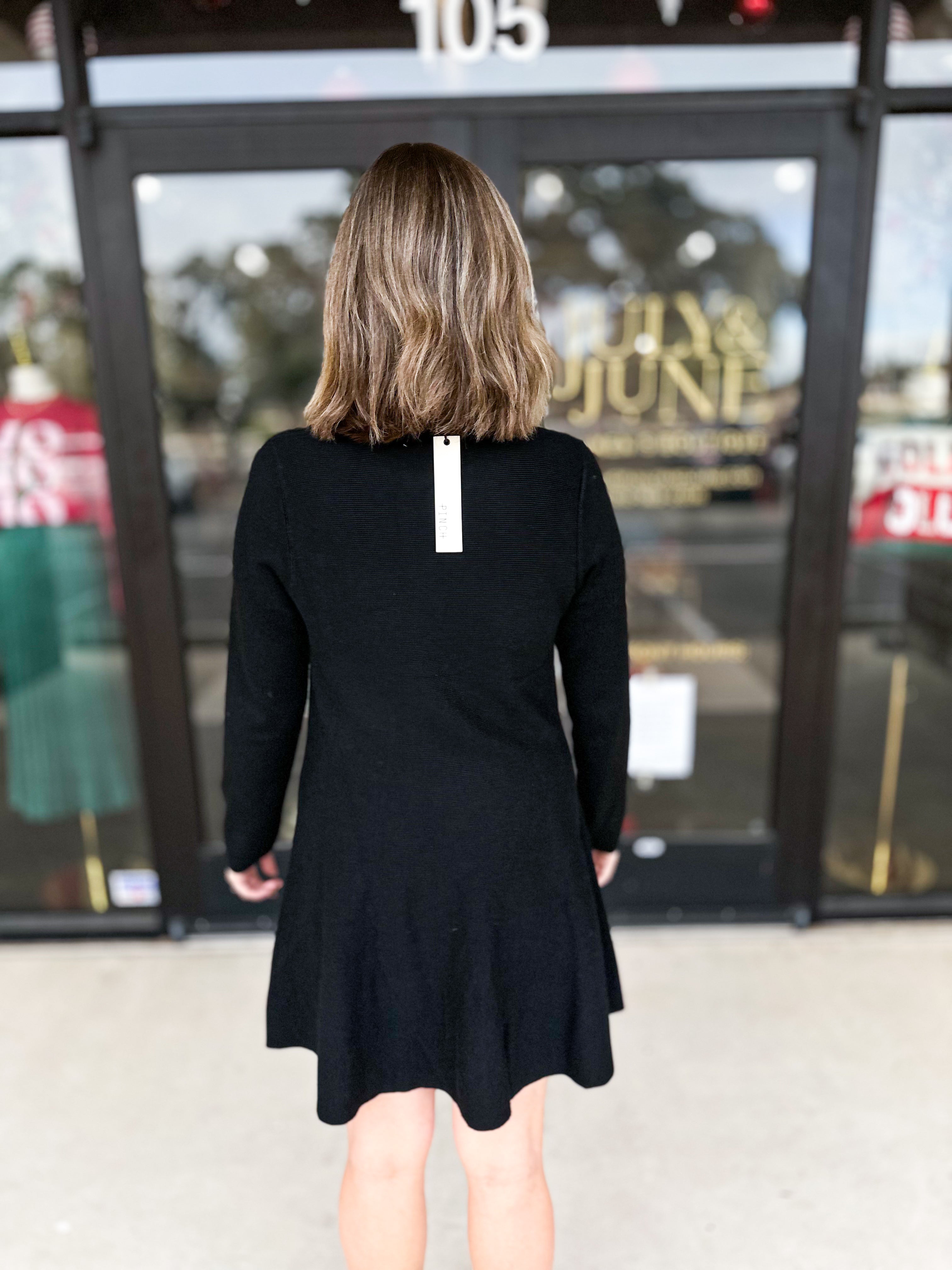 Black Mock Neck Sweater Mini Dress-510 Mini-PINCH-July & June Women's Fashion Boutique Located in San Antonio, Texas