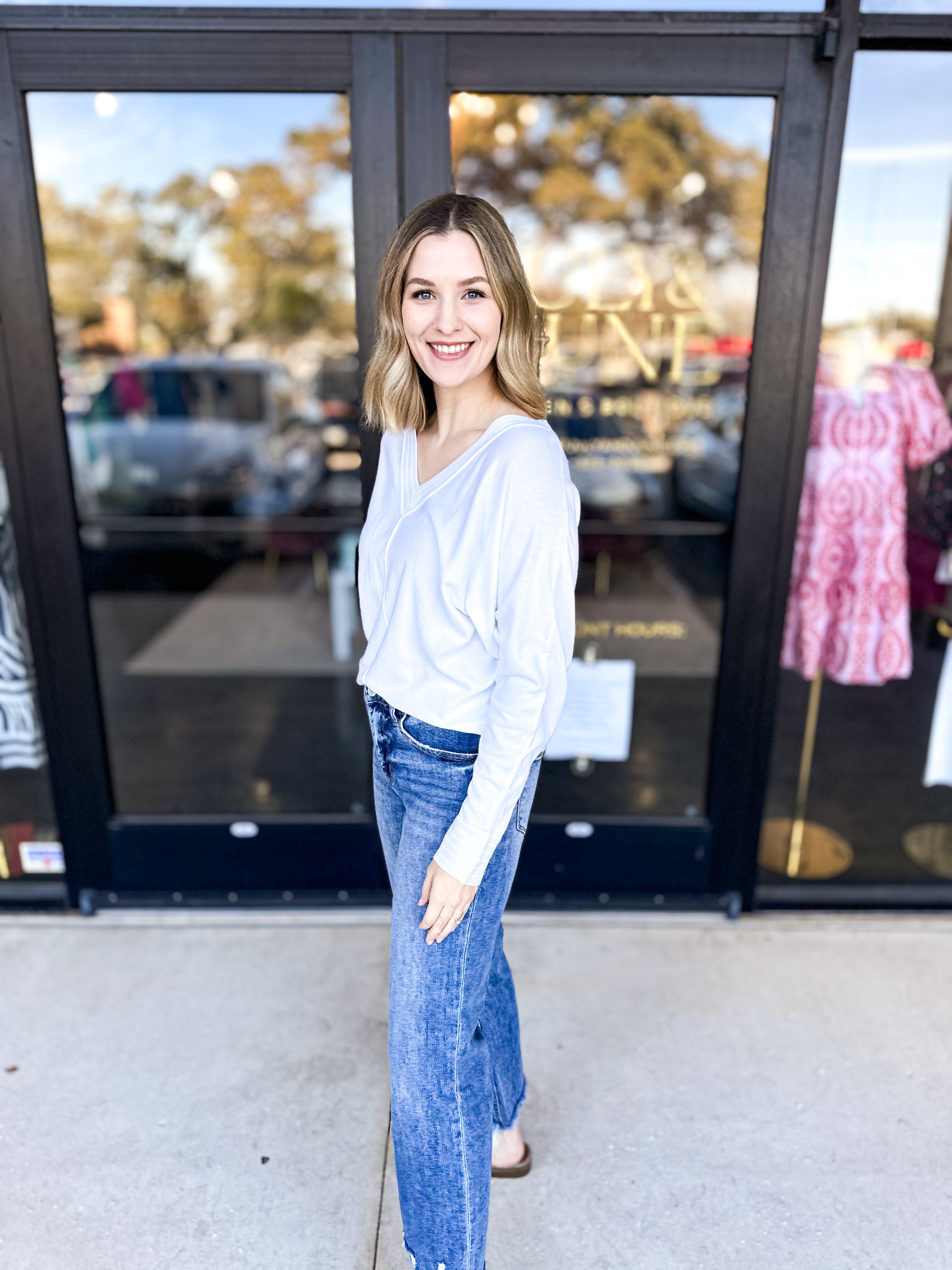 Shawn Comfy Top - Ivory-210 Casual Blouses-ALLIE ROSE-July & June Women's Fashion Boutique Located in San Antonio, Texas