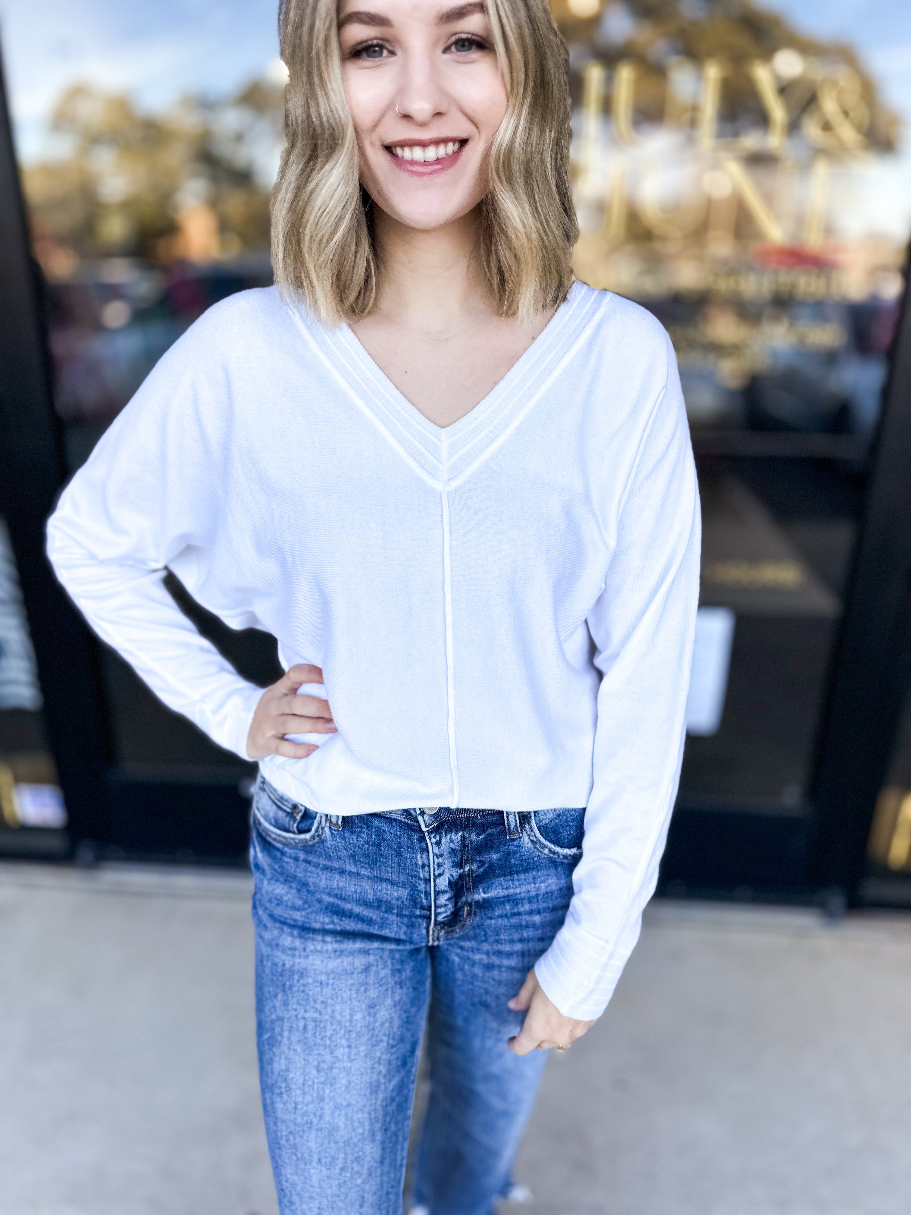 Shawn Comfy Top - Ivory-210 Casual Blouses-ALLIE ROSE-July & June Women's Fashion Boutique Located in San Antonio, Texas