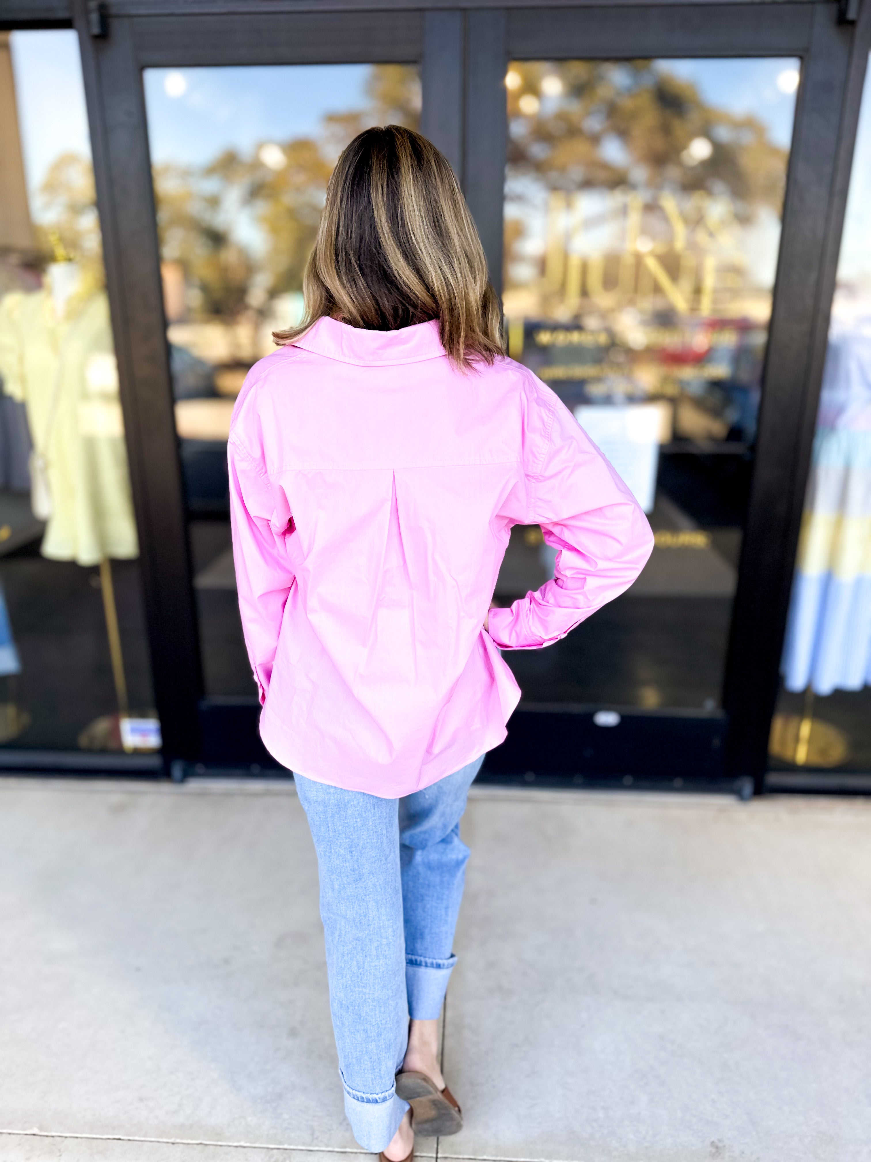 Your Best Friend Button Down Blouse - Pink-200 Fashion Blouses-SKIES ARE BLUE-July & June Women's Fashion Boutique Located in San Antonio, Texas