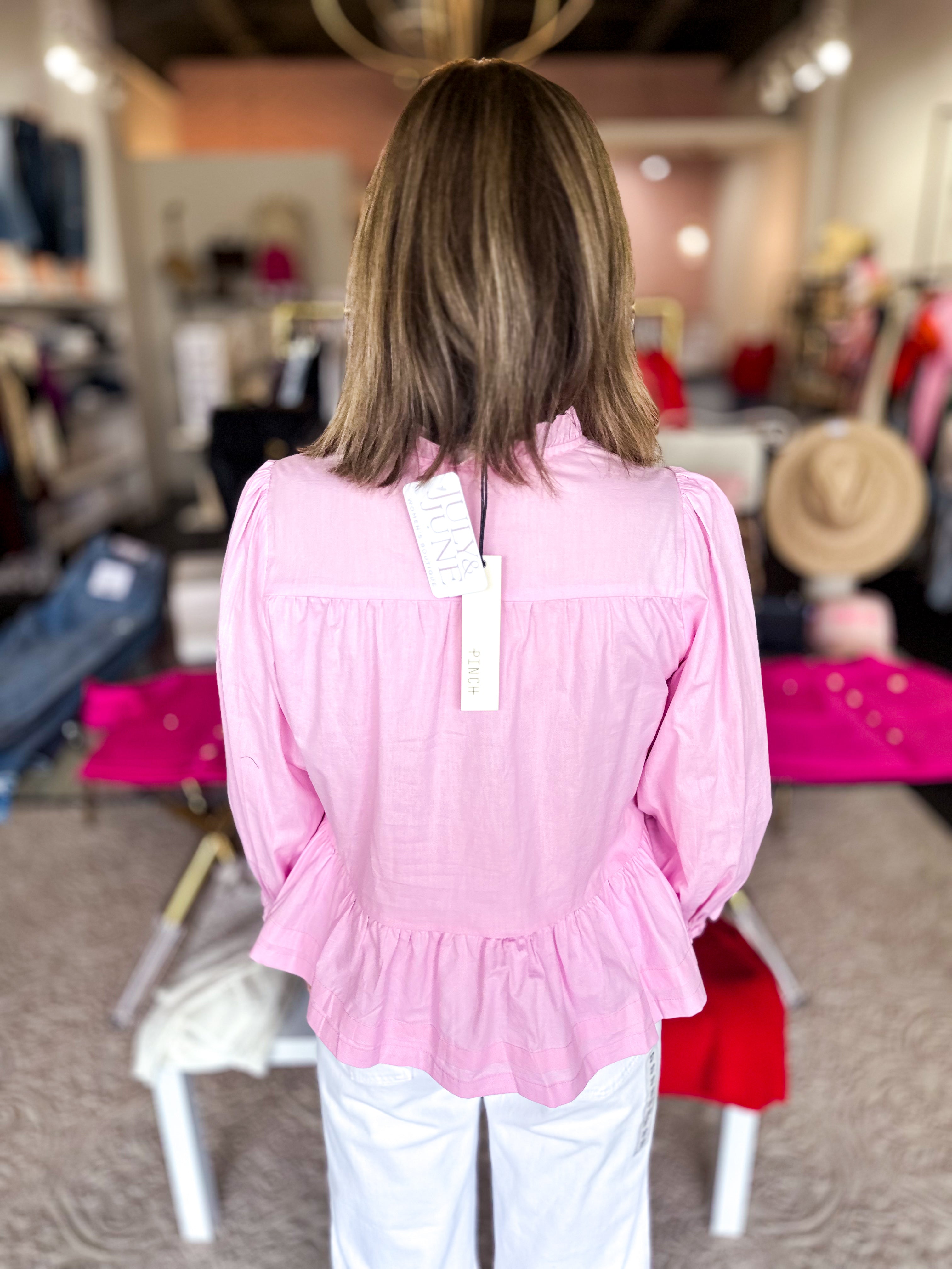 Classic Cute Bow Blouse - Pink-200 Fashion Blouses-PINCH-July & June Women's Fashion Boutique Located in San Antonio, Texas