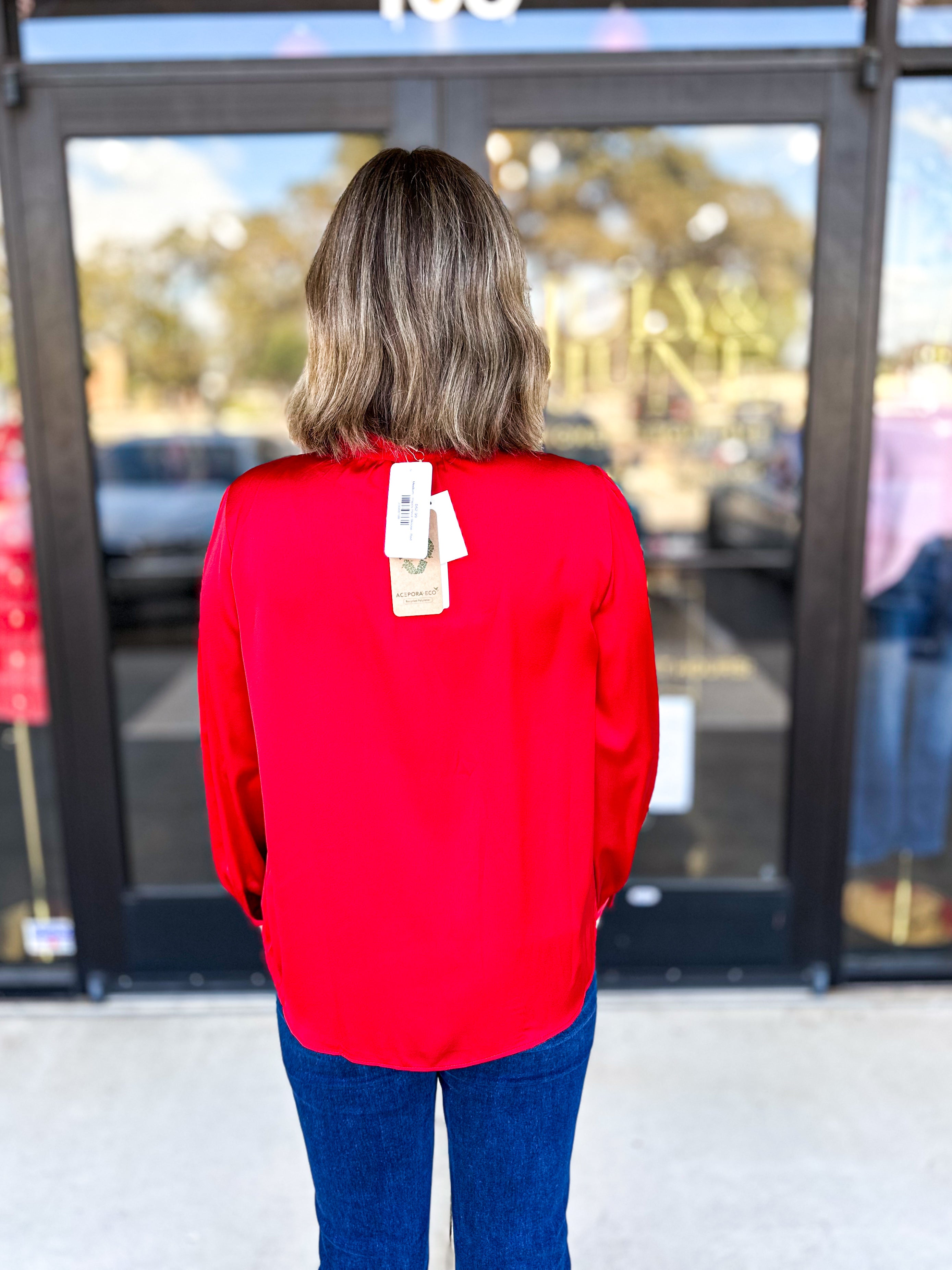 Happy Hour Blouse - Red-200 Fashion Blouses-SKIES ARE BLUE-July & June Women's Fashion Boutique Located in San Antonio, Texas