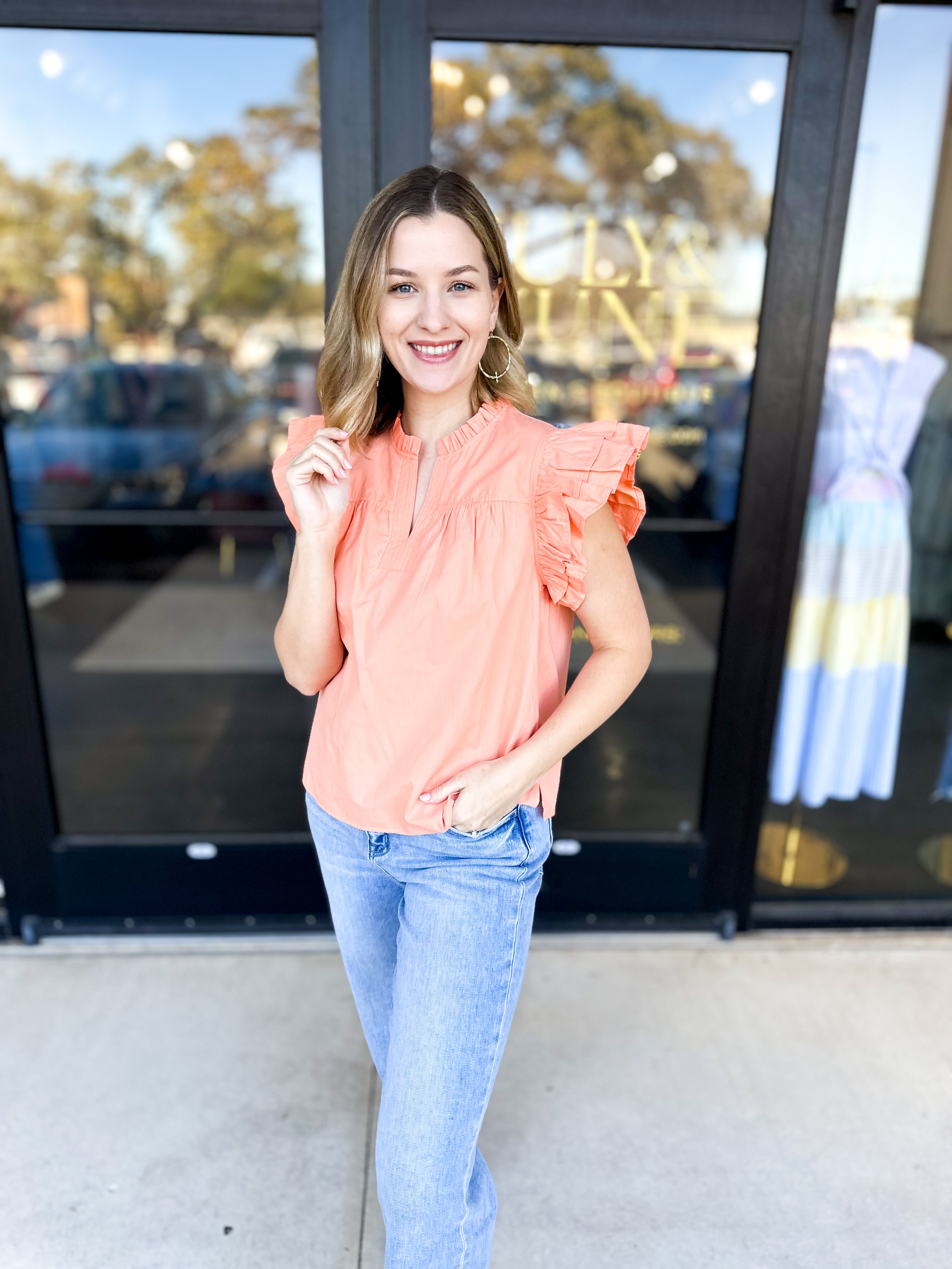 Classic Chic Blouse - Peach-200 Fashion Blouses-JODIFL-July & June Women's Fashion Boutique Located in San Antonio, Texas