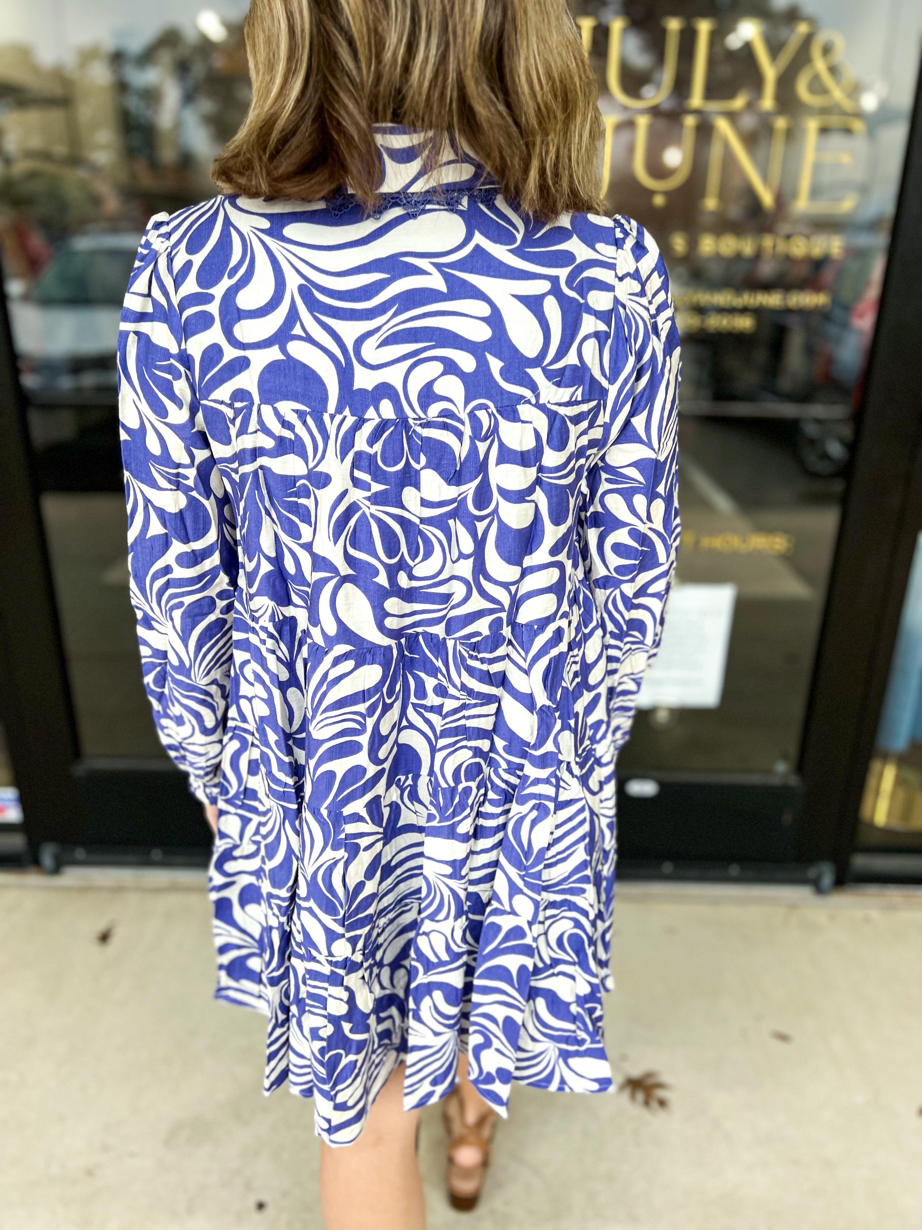 Bold Blue Collared Mini Dress-510 Mini-TCEC-July & June Women's Fashion Boutique Located in San Antonio, Texas