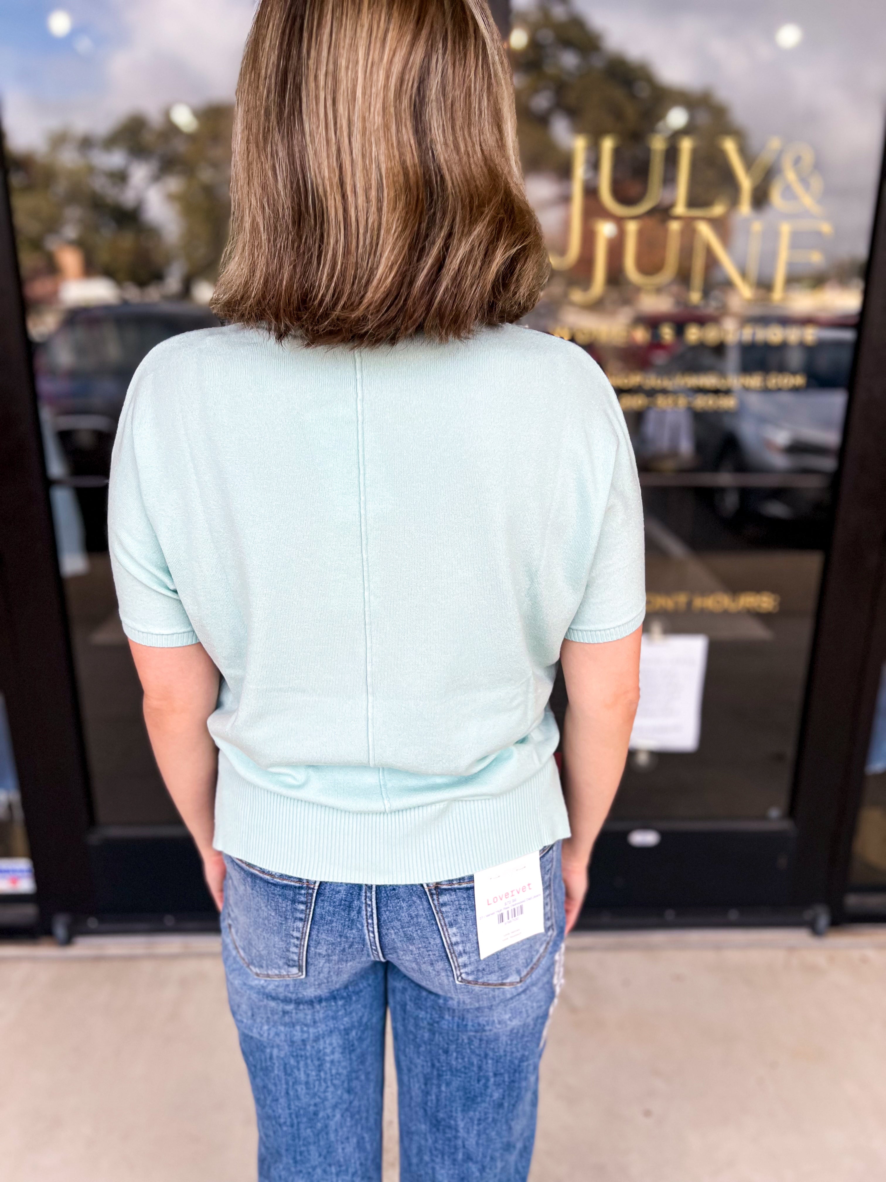 Comfy Pocket Sweater Tee - Ice Green-200 Fashion Blouses-ALLIE ROSE-July & June Women's Fashion Boutique Located in San Antonio, Texas