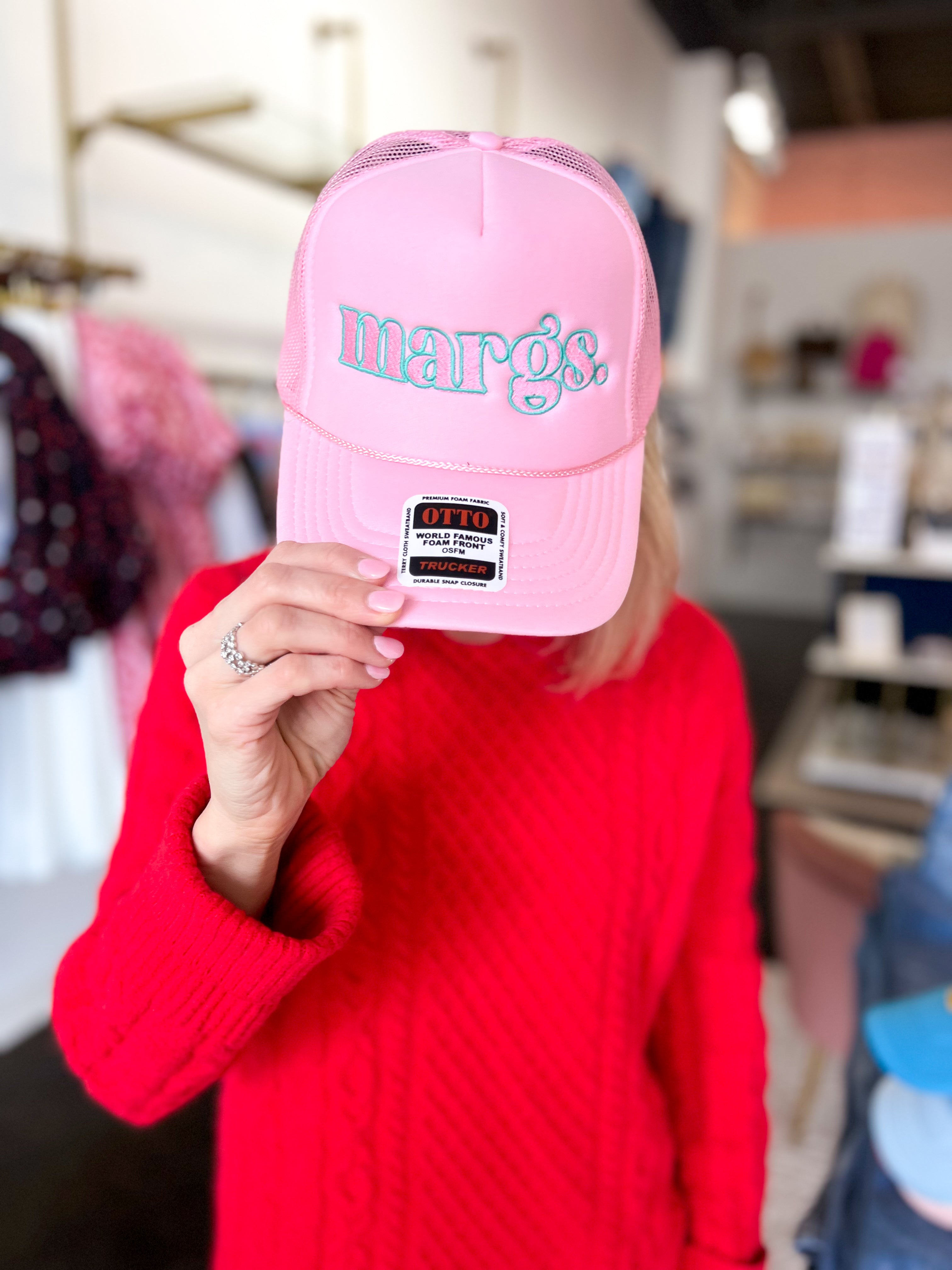 Margs Embroidered Trucker Hat-130 ACCESSORIES-Poppy & Pine-July & June Women's Fashion Boutique Located in San Antonio, Texas