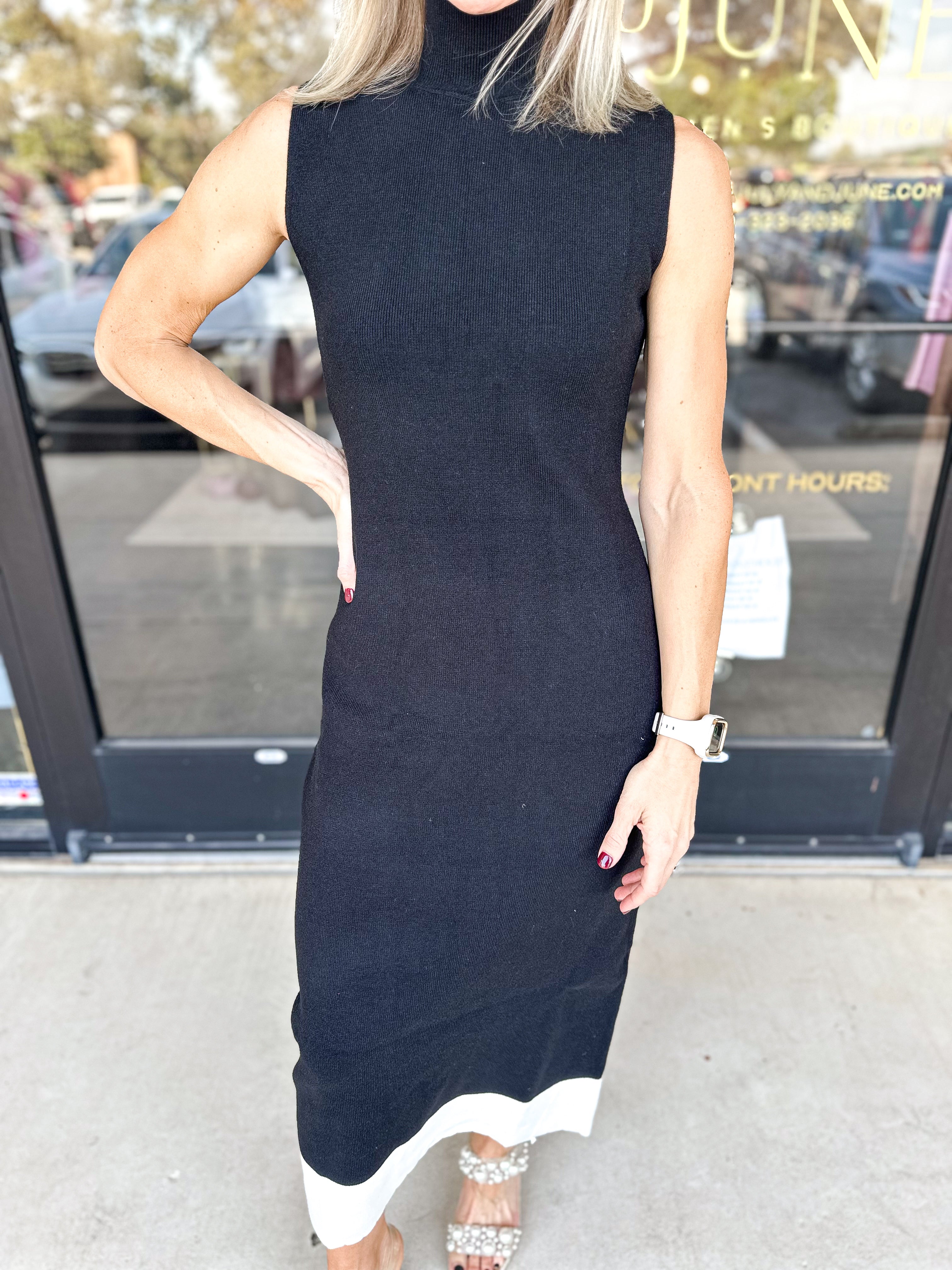 Scalloped Edge Contrast Sweater Midi Dress-500 Midi-ABLE-July & June Women's Fashion Boutique Located in San Antonio, Texas