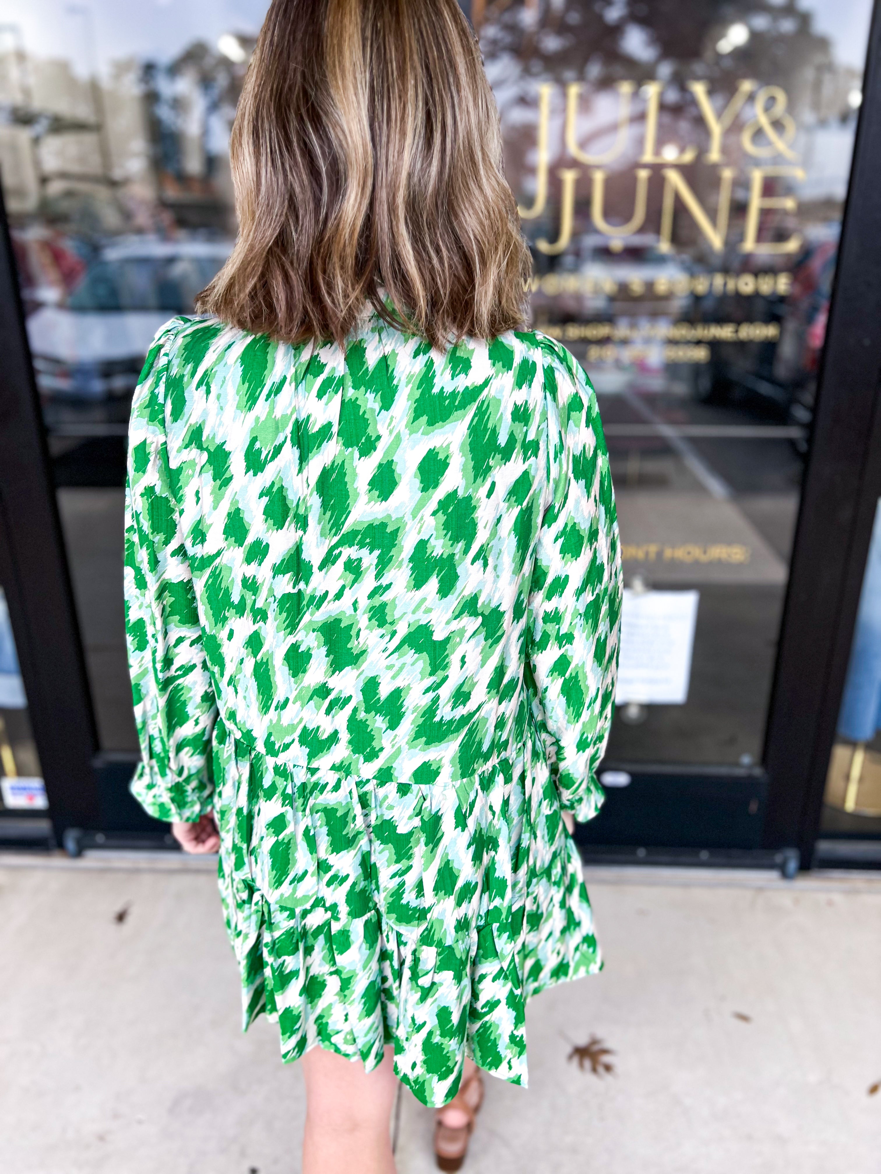 Watercolor Mini Dress - Green-510 Mini-TCEC-July & June Women's Fashion Boutique Located in San Antonio, Texas