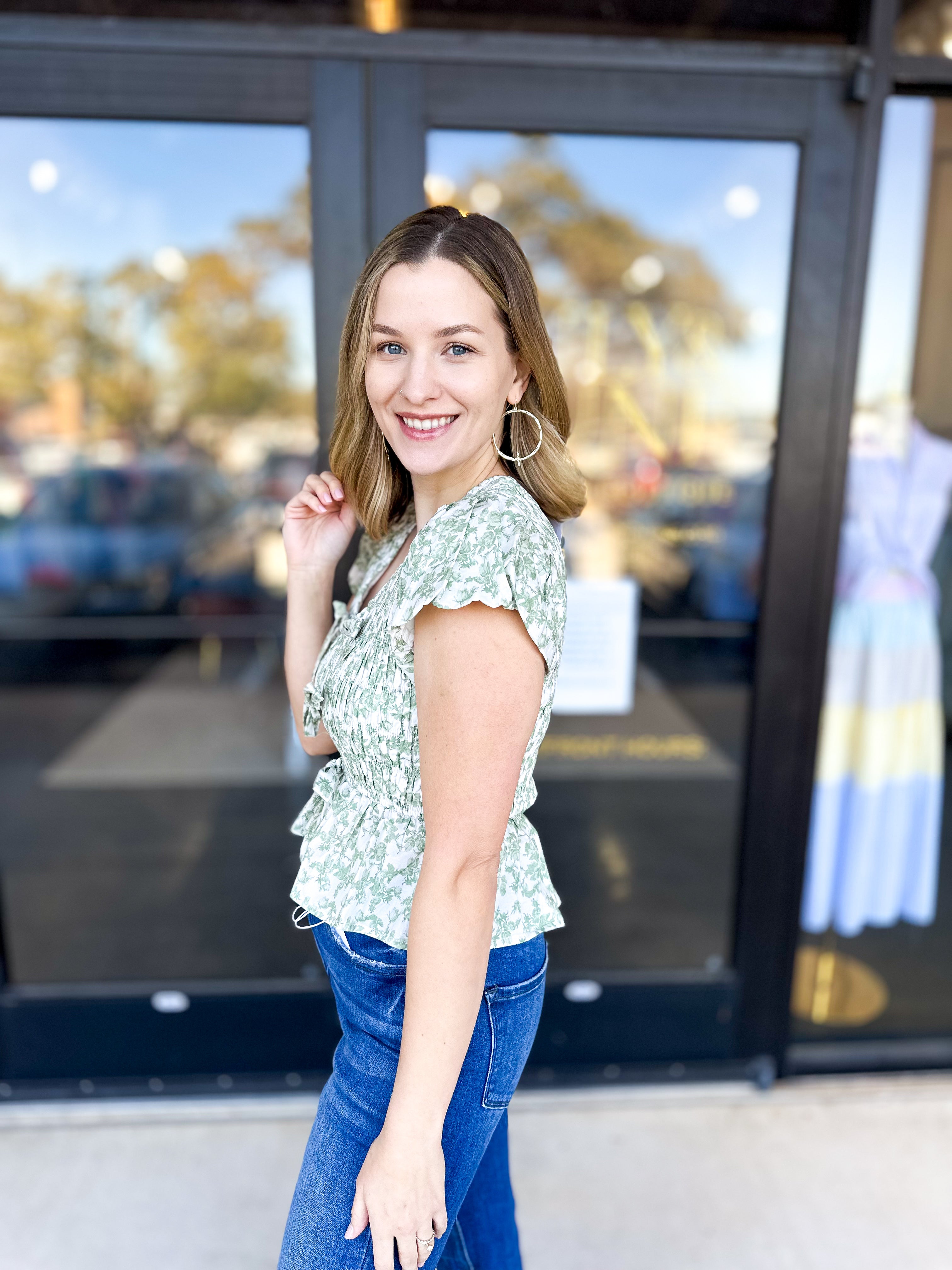 The Maine Blouse - Olive-200 Fashion Blouses-ENTRO-July & June Women's Fashion Boutique Located in San Antonio, Texas