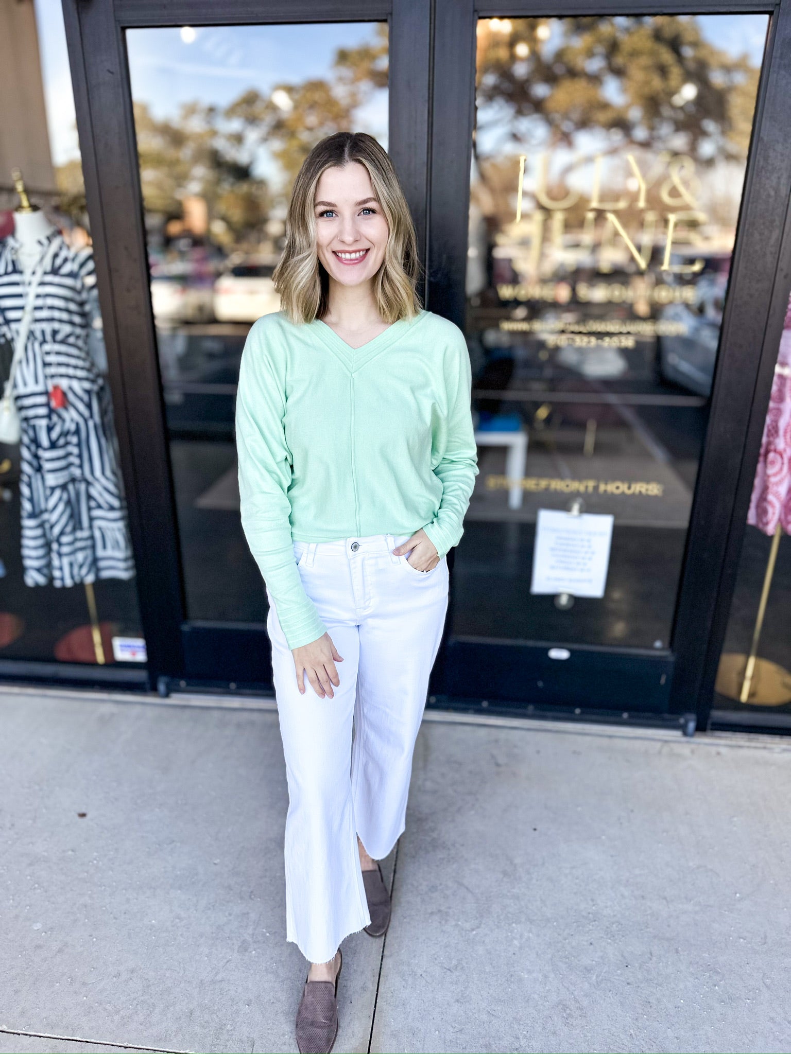 Shawn Comfy Top - Seafoam-210 Casual Blouses-ALLIE ROSE-July & June Women's Fashion Boutique Located in San Antonio, Texas