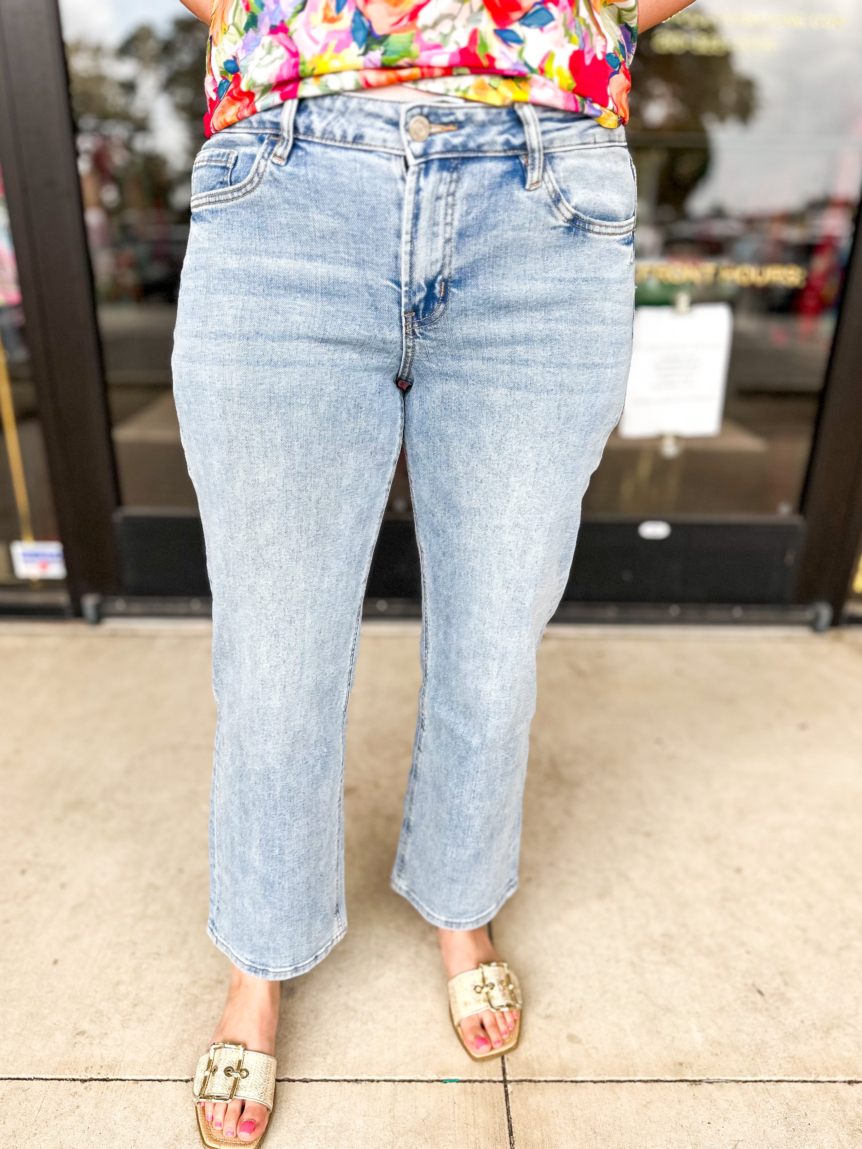 Vervet Mid Rise Crop Straight Leg Jeans-400 Pants-VEVERT BY FLYING MONKEY-July & June Women's Fashion Boutique Located in San Antonio, Texas
