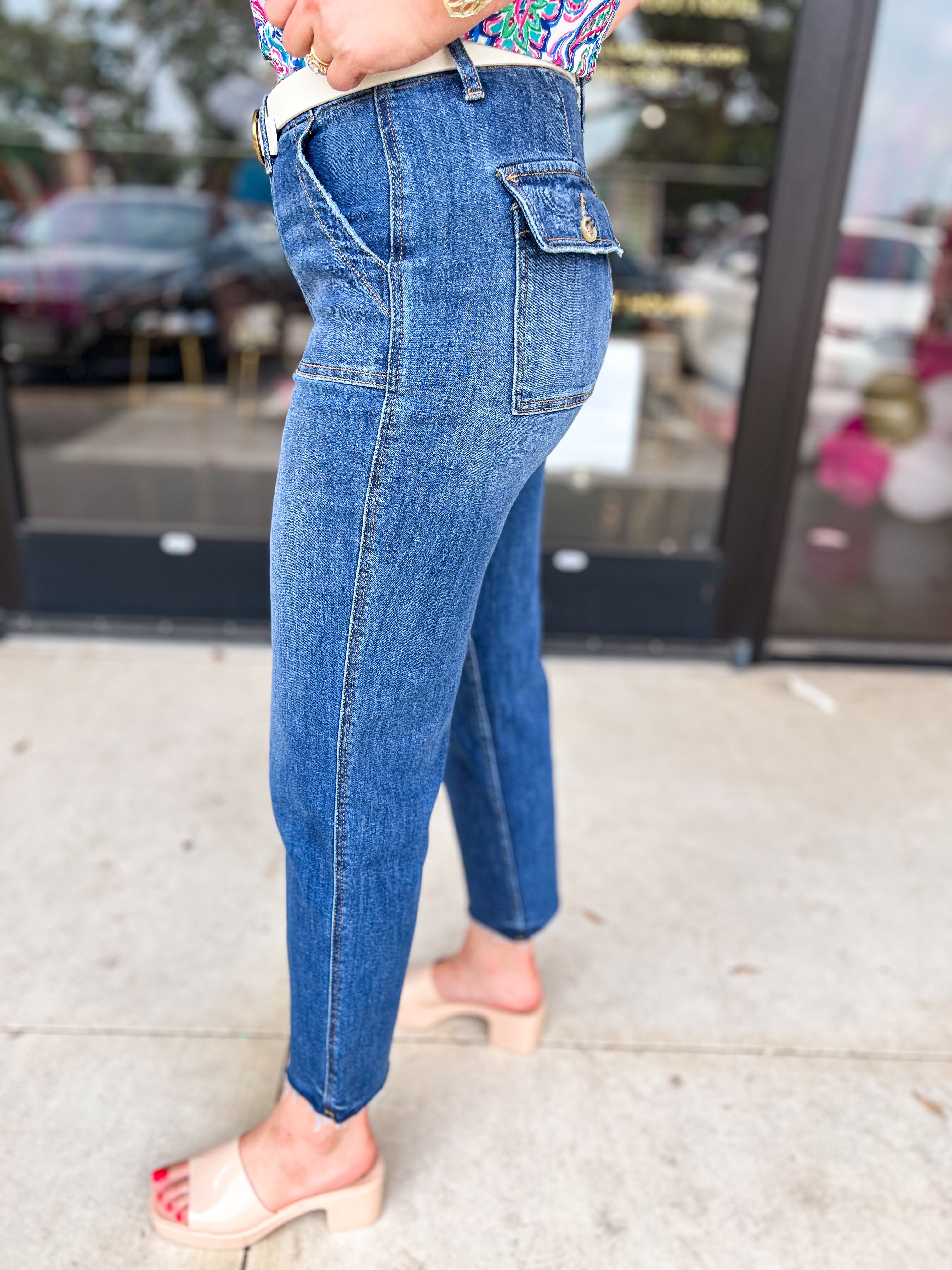 Vervet High Rise Utility Straight Leg Jeans-400 Pants-VEVERT BY FLYING MONKEY-July & June Women's Fashion Boutique Located in San Antonio, Texas