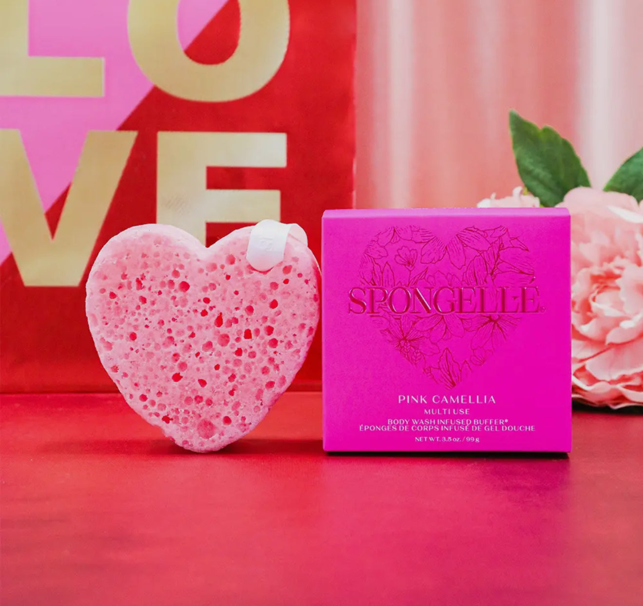 Spongellé - Pink Camellia Heart Buffer-120 Apothecary-Spongellé-July & June Women's Fashion Boutique Located in San Antonio, Texas