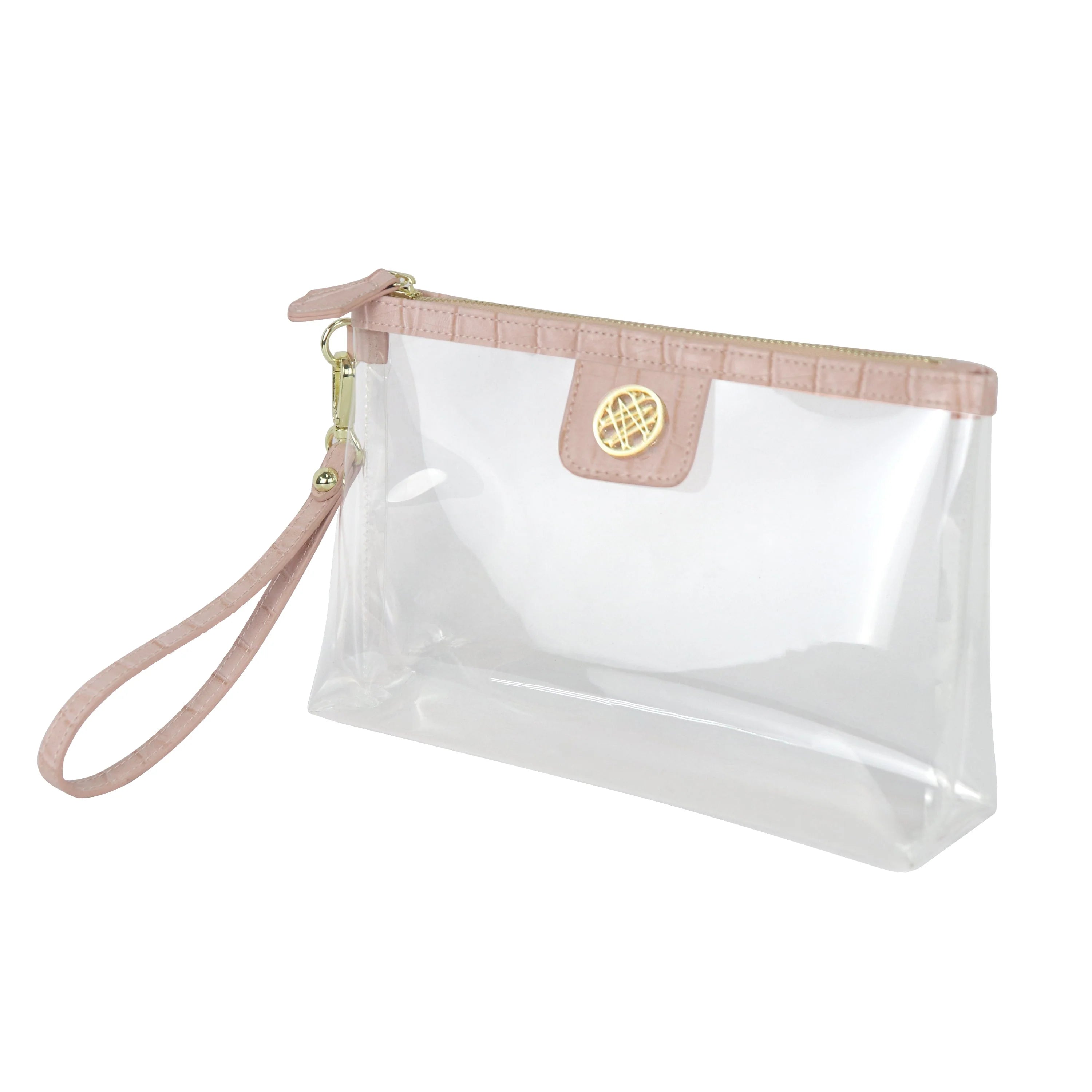 Natalie Wood - Clearly Fabulous Clear Wristlet in Petal Pink Croc-130 Accessories-Natalie Wood-July & June Women's Fashion Boutique Located in San Antonio, Texas