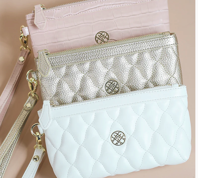 Natalie Wood - Grace Quilted Wristlet in Pink-130 Accessories-Natalie Wood-July & June Women's Fashion Boutique Located in San Antonio, Texas