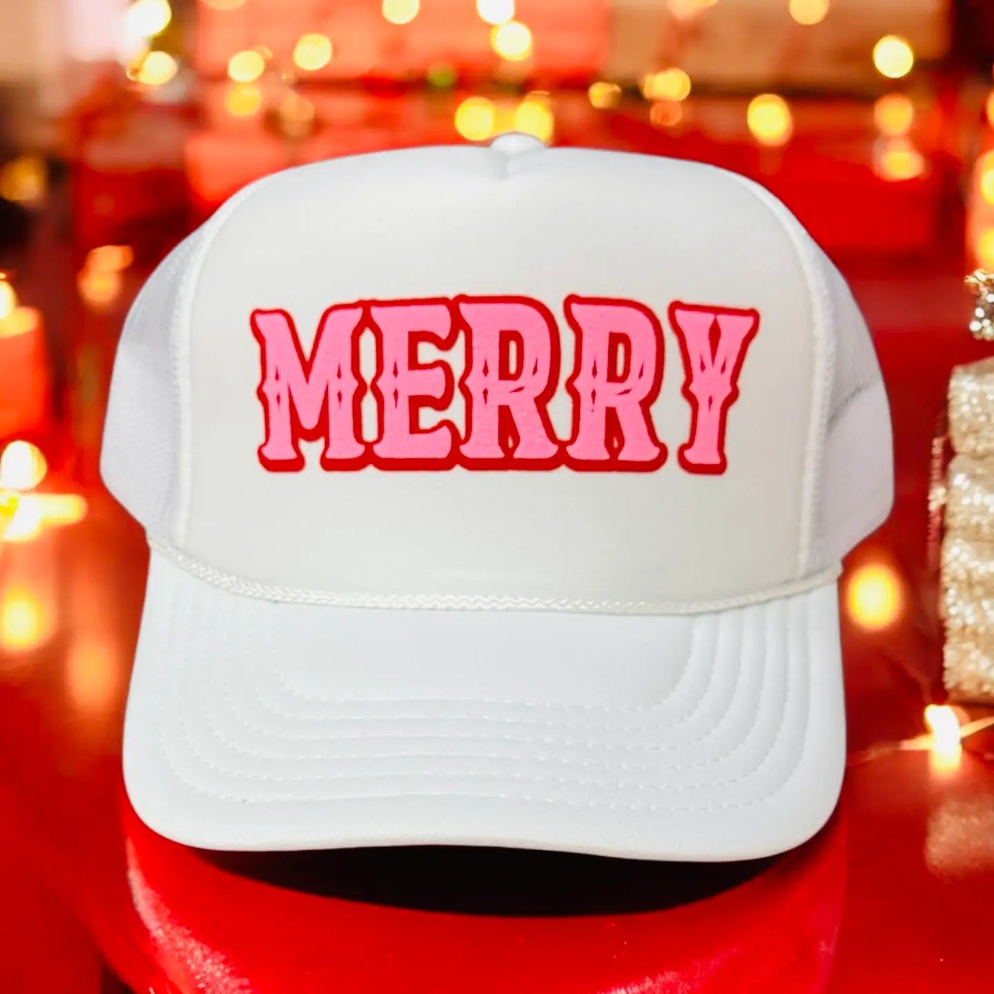 Trucker Hat - Merry Pink & White-130 Accessories-Littlebrighbird-July & June Women's Fashion Boutique Located in San Antonio, Texas