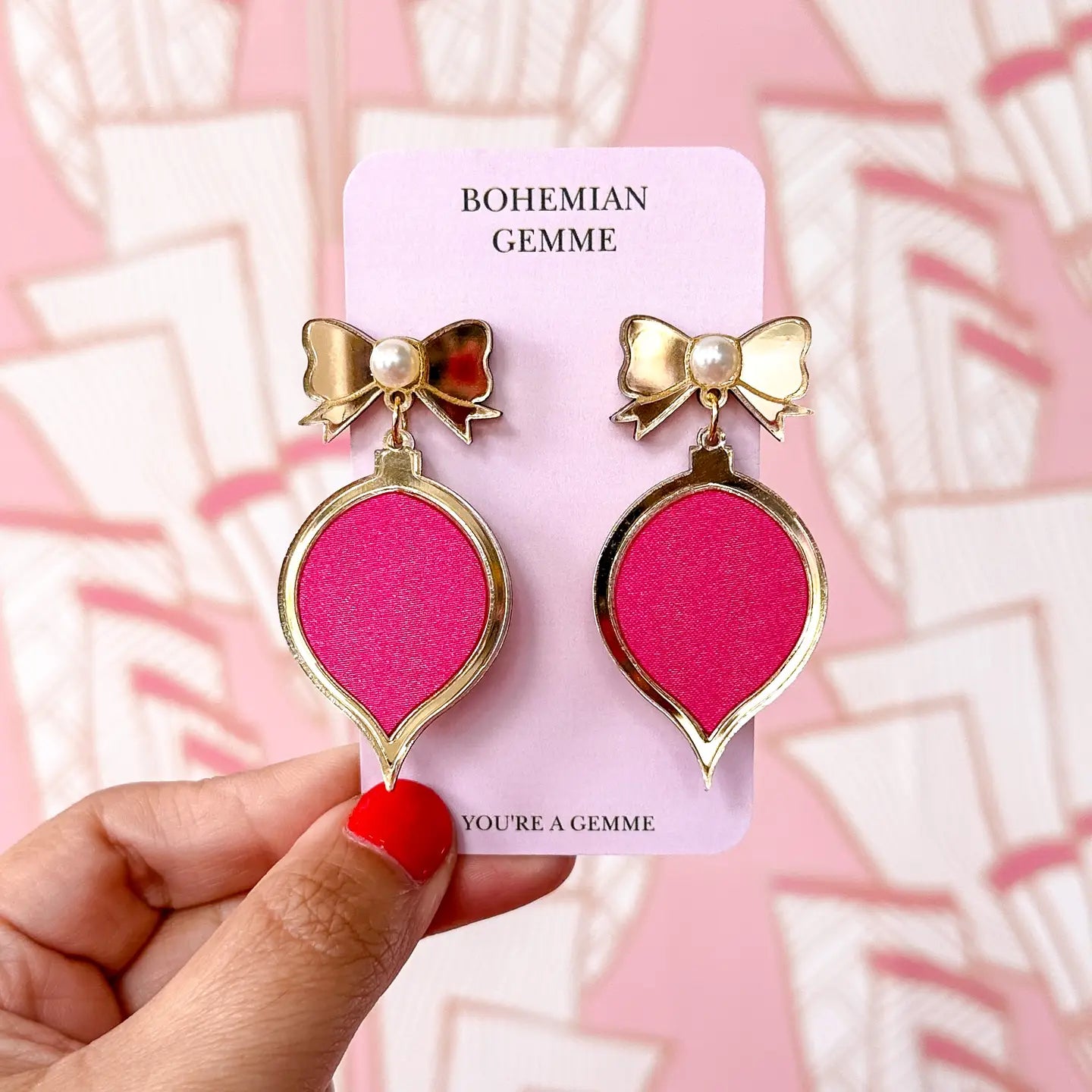 Bohemian Gemme - Pink Ornament Earrings-110 Jewelry & Hair-Bohemian Gemme-July & June Women's Fashion Boutique Located in San Antonio, Texas