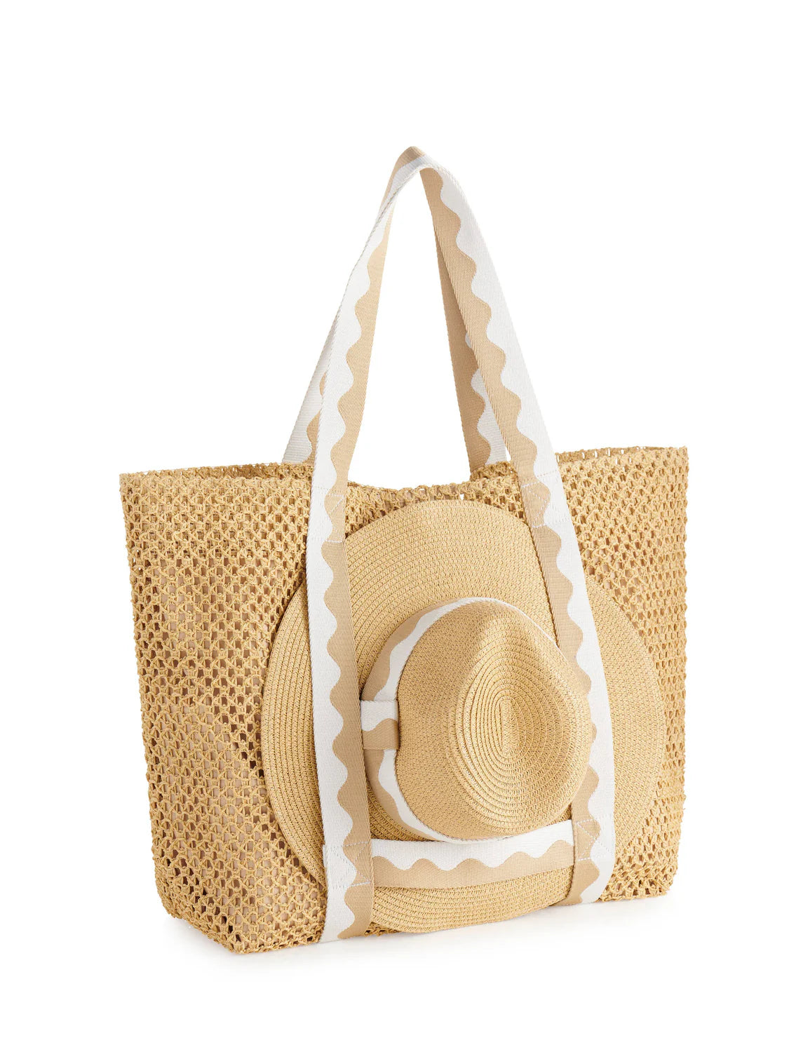 Antigua Tote & Hat Set - Sand-130 ACCESSORIES-SHIRALEAH-July & June Women's Fashion Boutique Located in San Antonio, Texas