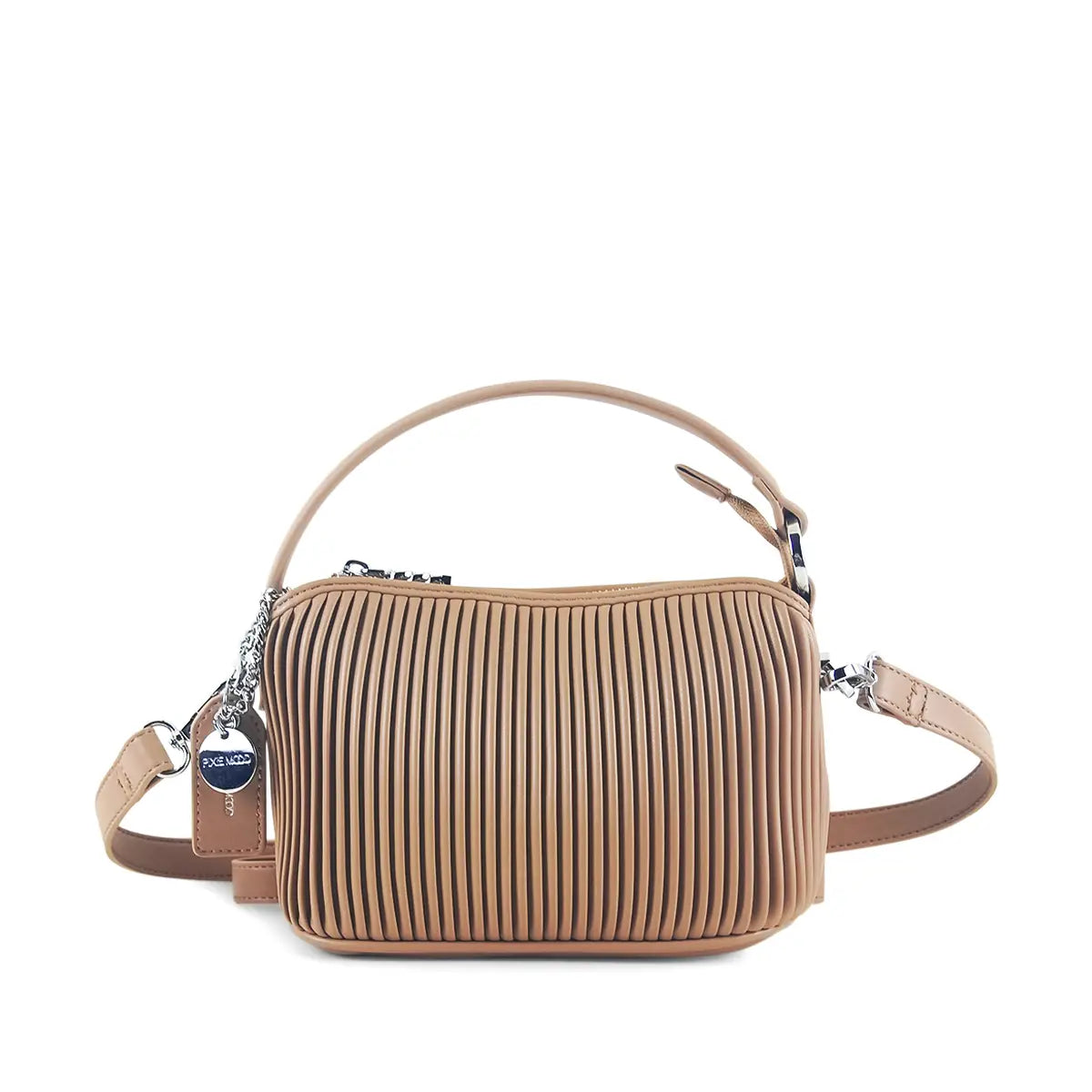 Pixe Mood - Ella Crossbody - Recycled Vegan Bag - Latte Pleated-130 Accessories-PIXIE MOOD-July & June Women's Fashion Boutique Located in San Antonio, Texas