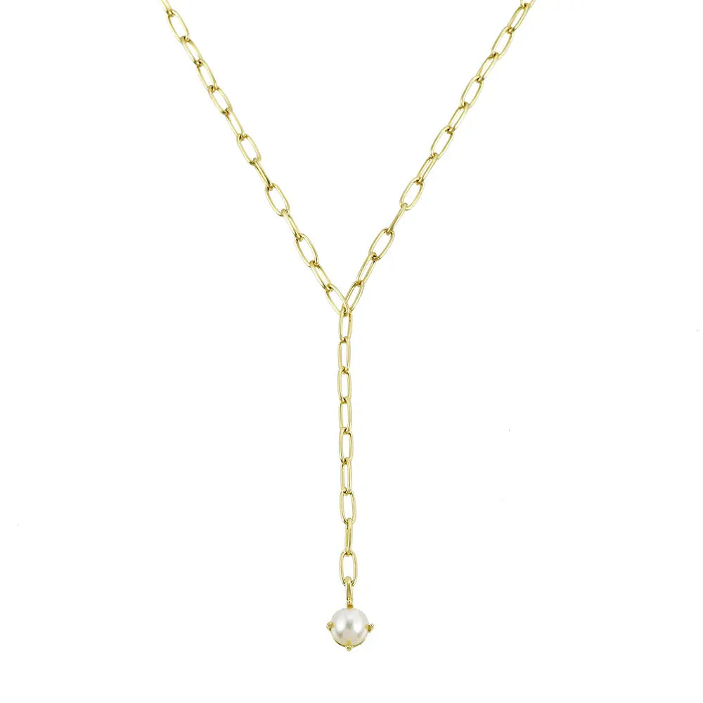 Natalie Wood - Shine Bright Pearl Lariat Necklace in Gold-110 Jewelry & Hair-Natalie Wood-July & June Women's Fashion Boutique Located in San Antonio, Texas