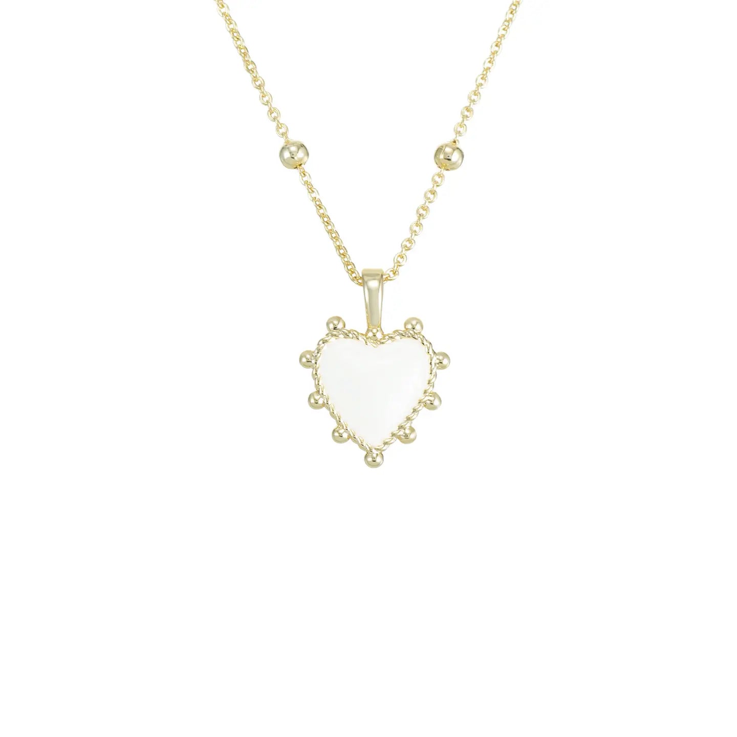 Natalie Wood - Adorned Heart Drop Necklace in White Enamel-110 Jewelry & Hair-Natalie Wood-July & June Women's Fashion Boutique Located in San Antonio, Texas