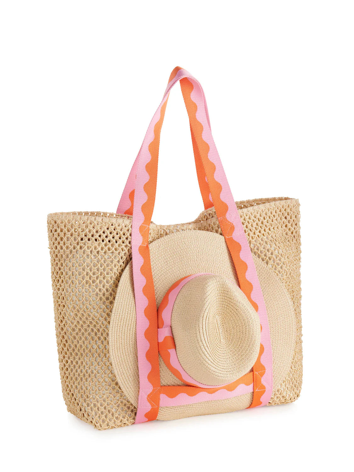 Antigua Tote & Hat Set - Pink-130 ACCESSORIES-SHIRALEAH-July & June Women's Fashion Boutique Located in San Antonio, Texas